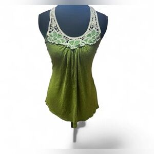 Y2k fairy boho crotchet tank top early 2000s large whimsical USA vtg softgrunge